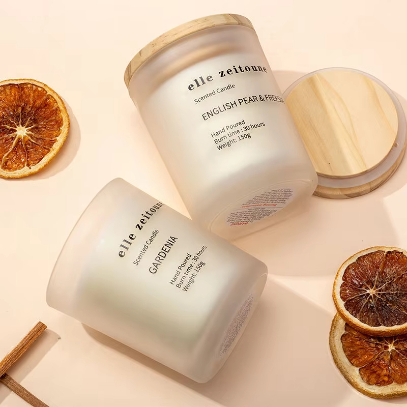 Customized White Glass Jar Christ Mas Home Fragrance Soy Wax Candles With Gift Box Glass Jar