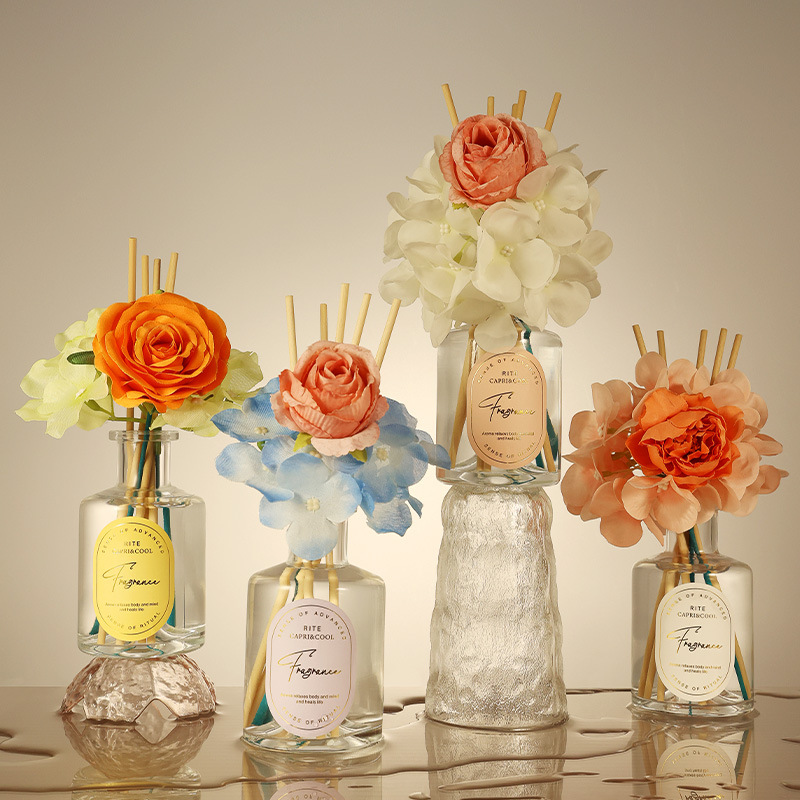 AIKUN High-End Home Decor for Reed Diffuser Set New Style Single Generation Fireless Glass Bottle Dried Flowers