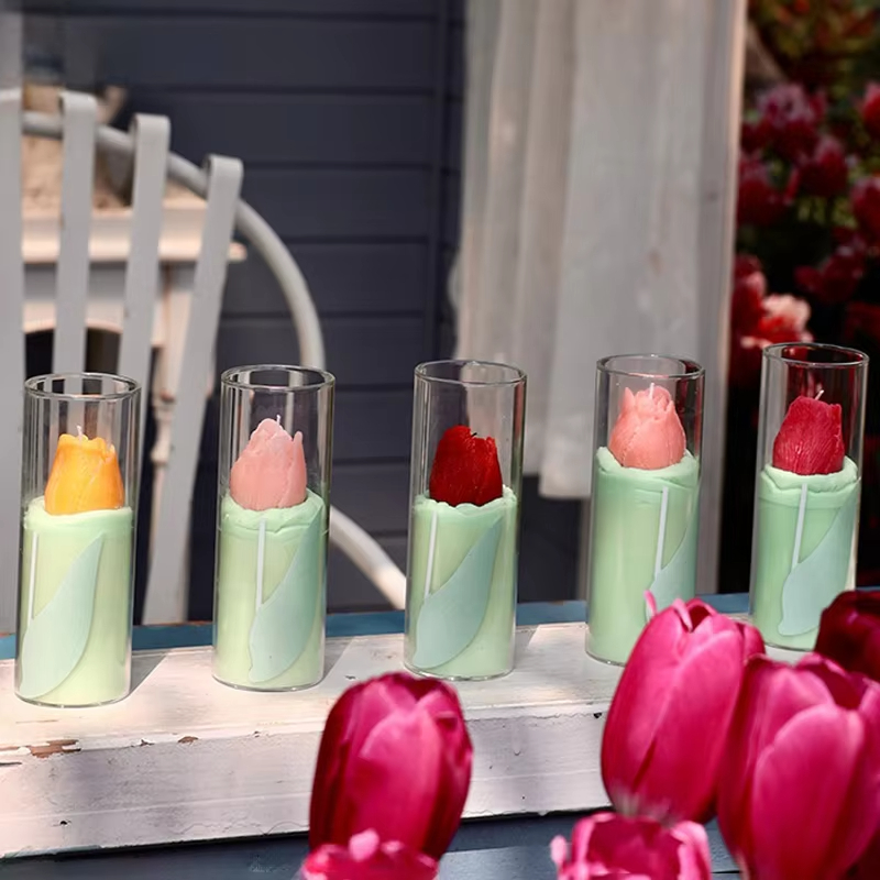 Wholesale Handmade Tulip Fragrance Small Gift Simulation Flower Shape High Aesthetic Standards Scented Candles