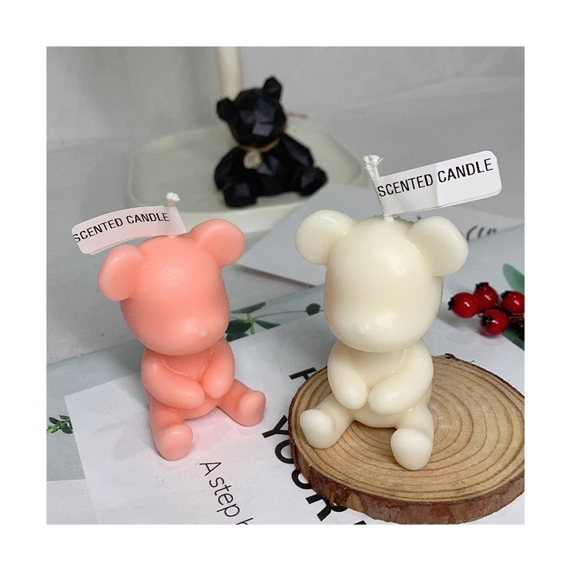 3D Bear Shape Soy Wax Home Decoration New Birthday Cake Decoration Handmade Wedding Gift Photo Props Scented Candle