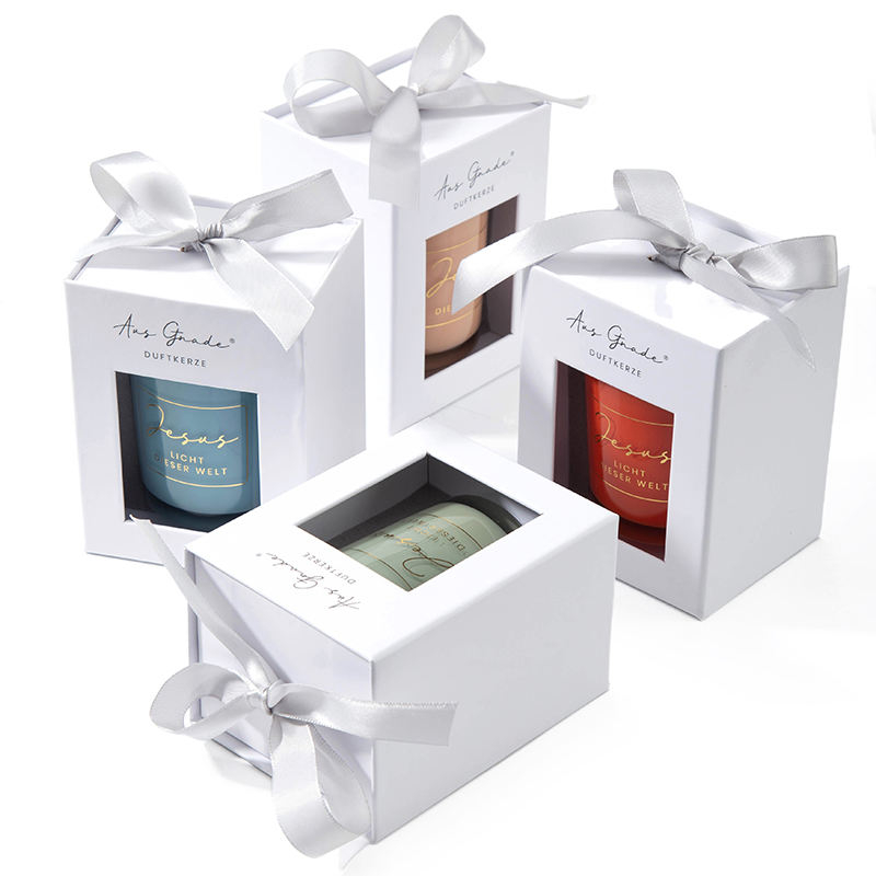 Aikun Custom Private Label Glass Jars Soy Wax Aromatic Candles With Lid and Boxes Packaging