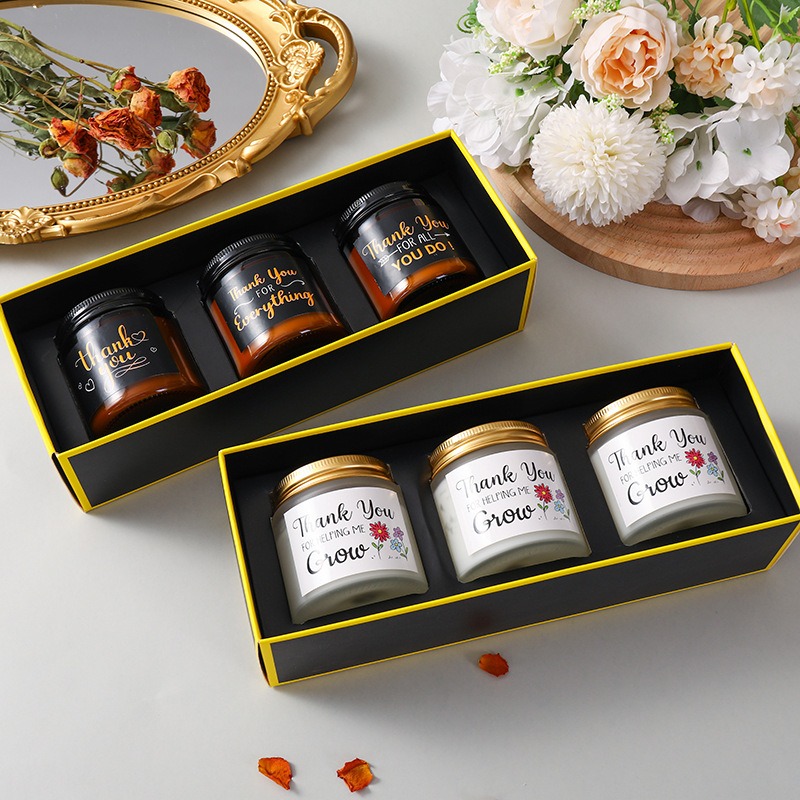 AIKUN Tea Colored Frosted Dark Green Glass Soy Wax Smokeless Fragrance Wedding Souvenir Aromatherapy Set Gift Box Scented Candle