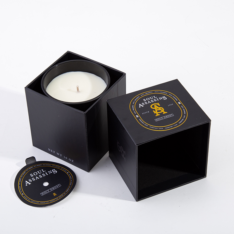 AIKUN Custom Original Soy Plant Oil Aromatherapy Fragrance Candles Luxury Fall Black Glass Scented Candle with Black Box