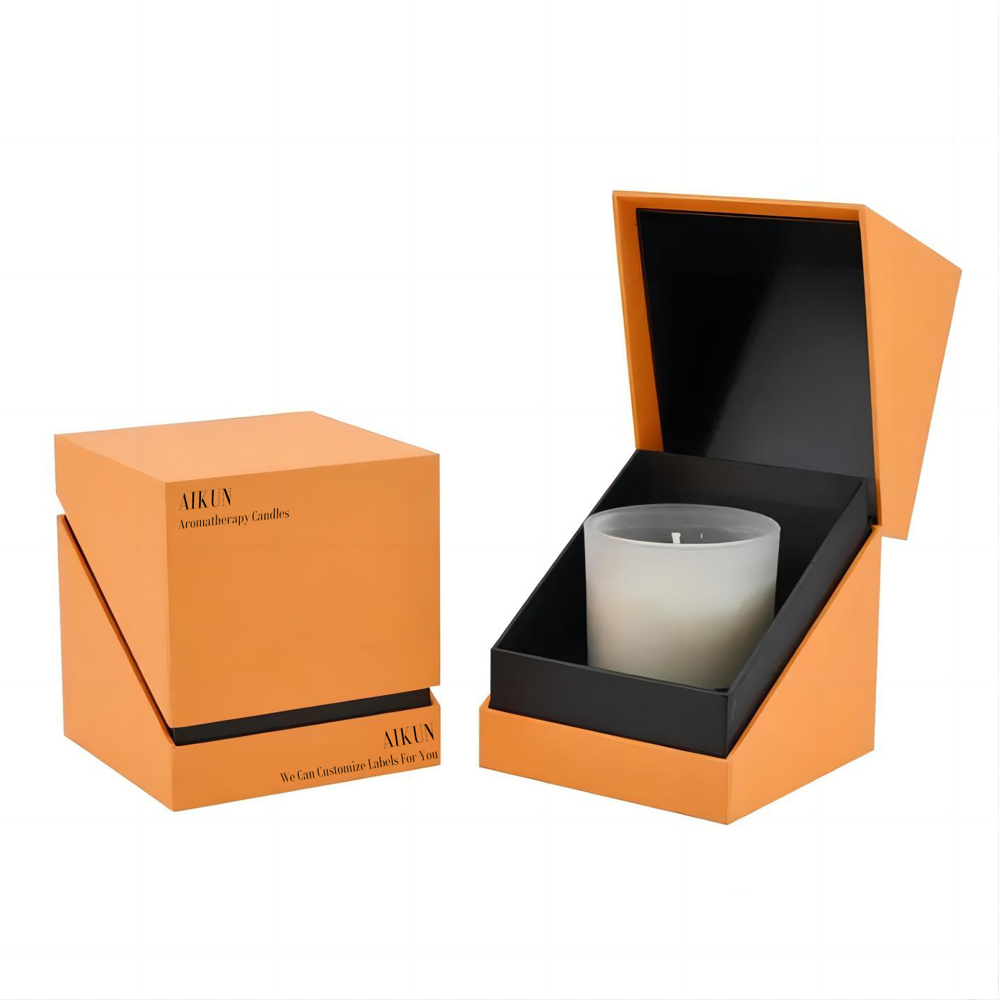 AIKUN Aromatherapy Candle Natural Soy Wax Essential Oil Decal Glass Jar Scented Candle With Wooden Lid and Gift Box
