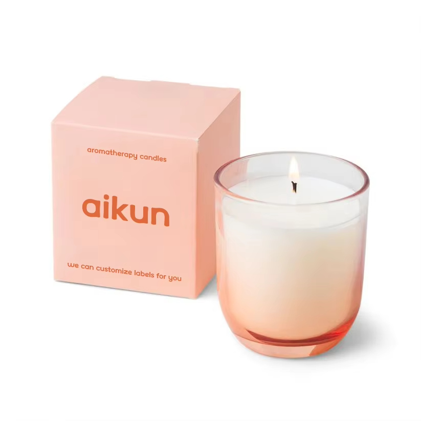 AIKUN Custom OEM Luxury Essential Oil Aromatherapy Candle Luxury Personalized Private Label Soy Wax Glass Scented Candles