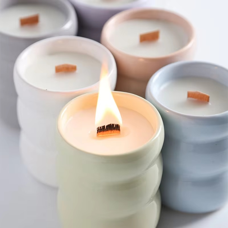 Luxury Private Label Custom Aromatherapy Aroma Ceramics Jar Scented Candles with Lid