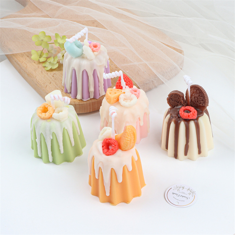Creative Private Label Handmade Pudding Cake Scented Soy Wax Candles Home Wedding Decorative Fragrance Aromatherapy Candle