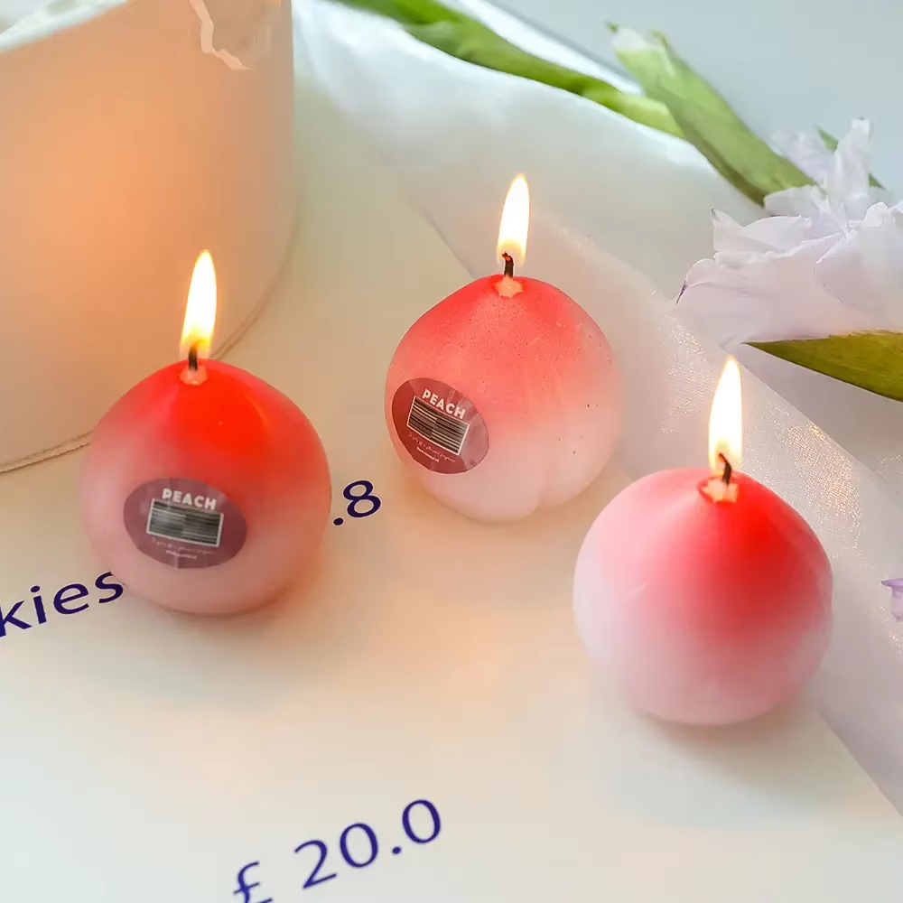 Aikun Wholesale Fruity Flavor Peach-Shape Handmade Candle Aromatherapy 100% Natural Soy Wax Candle