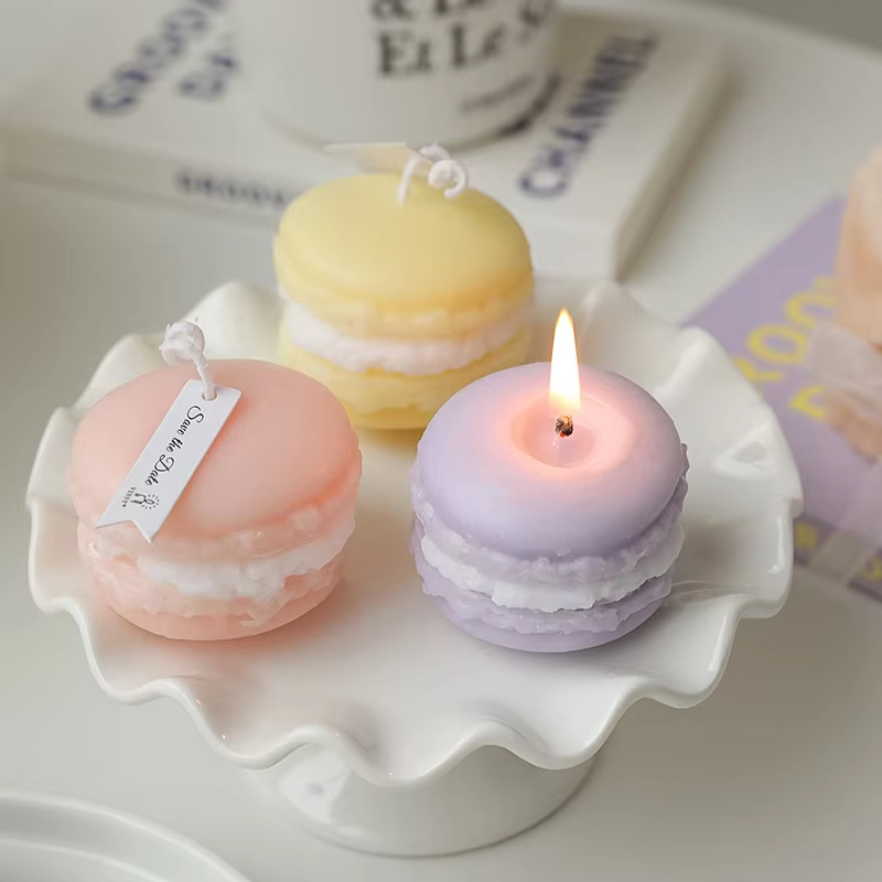 Creative Macaroon Biscuits Aromatherapy Candle Home Decor Scented Candle DIY Photo Props