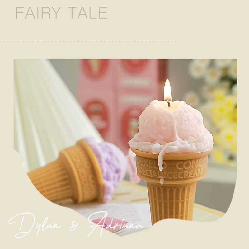 AIKUN Hot Selling Ins Handmade Ice Cream Cone Scented Candles Funny Food Aromatherapy Candle With Box for Gifts