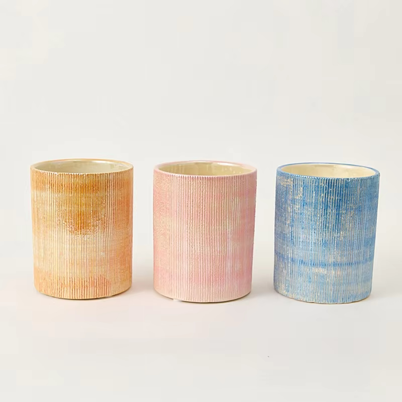 AIKUN 600ml Pearl Glazed Hand-Scraped Ceramic Candle Cup High Quality Home Decor Aromatreatment Empty Cup