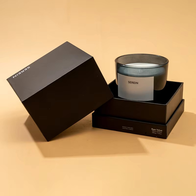 AIKUN Luxury Premium Black Glass Jar Custom Fragrance Scented Aromatherapy Candles Eco-Friendly Packaging Gift Box