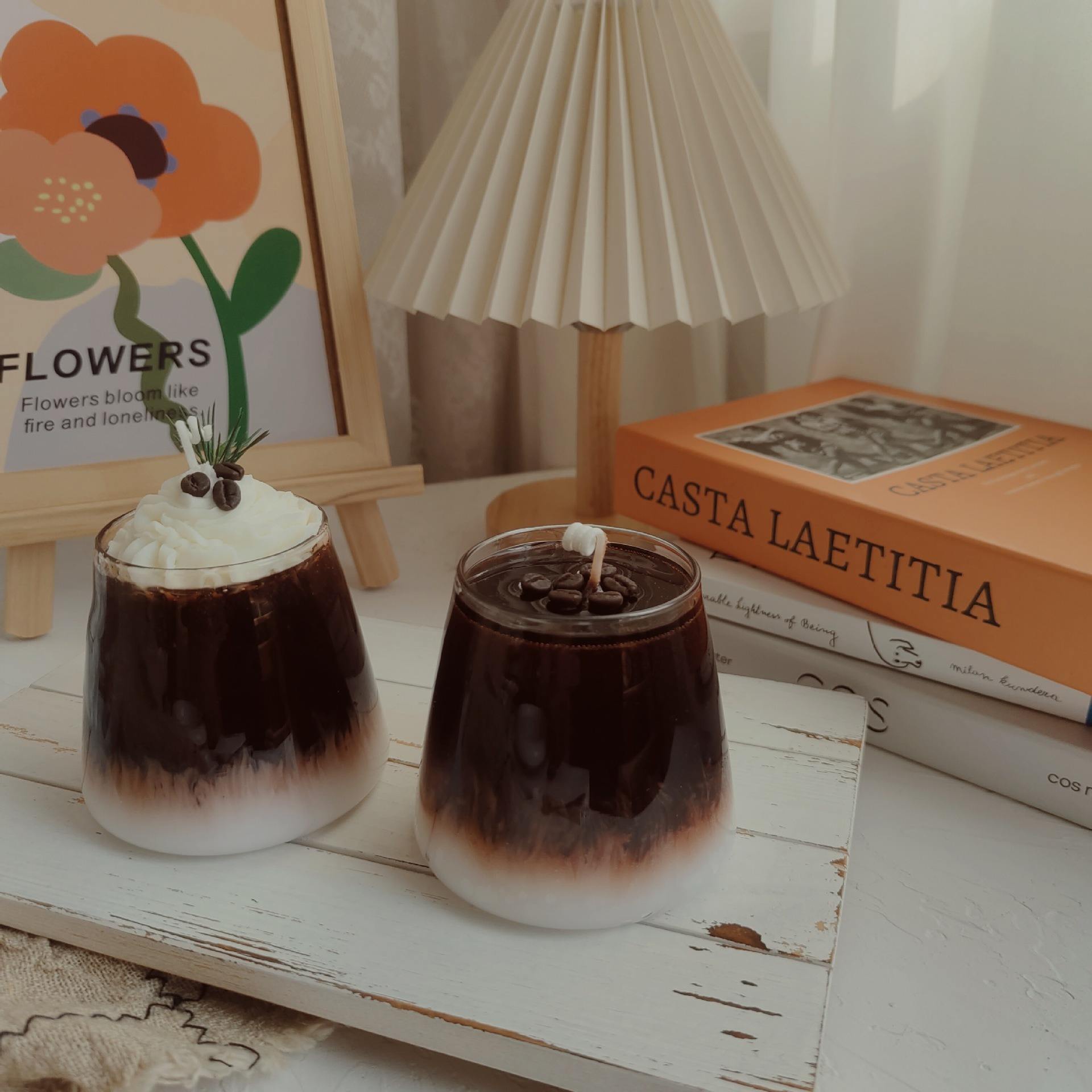 Internet Celebrity Milk Covered Coffee Iced American Black Coffee With Souvenir Glass Cup Jelly Scented Candles