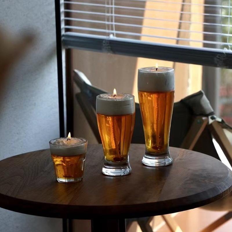Minimalism Beer Shaped Candle Atmosphere Aromatherapy Massive Custom Scent Glass Jelly Scented Candles