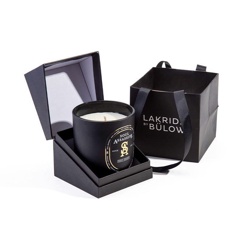 AIKUN Custom Original Soy Plant Oil Aromatherapy Fragrance Candles Luxury Fall Black Glass Scented Candle with Black Box