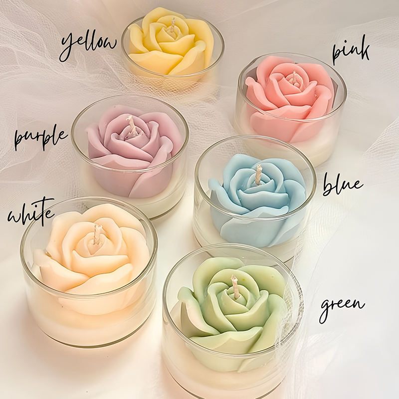 Wholesale Home Decor Soy Wax Glass Fragrance Candles Rose Decoration Luxury Private Label Glass Jar