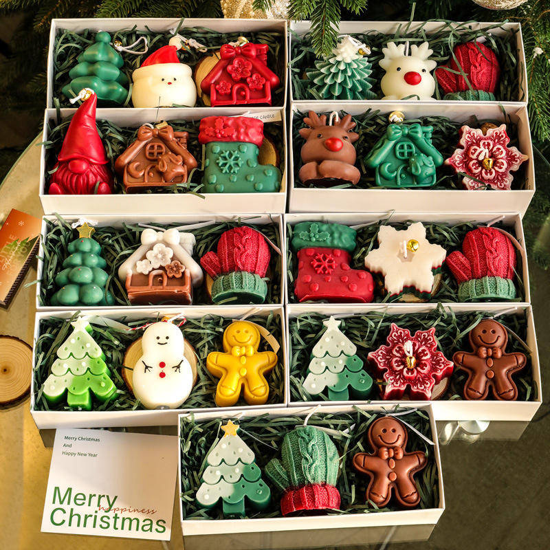 Wholesale Creative Handmade Christmas Tree and Deer Shaped Christmas Aromatherapy Candle Gift Box for Festivals Gift Giving