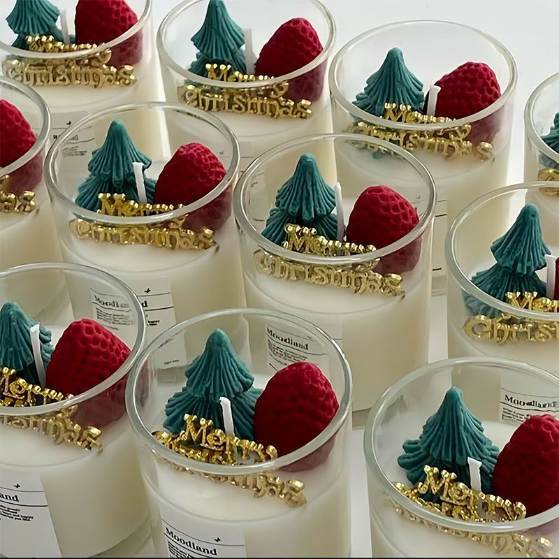 Wholesale Glass Christmas Glass Candle Jars Creative Natural Soy Wax Aromatherapy Candle for Romantic Ambiance
