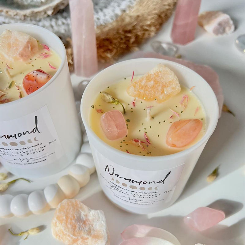 Dried Flower Decor Colored Ceramic Jars Candle Oem/Odm Customizable Logo Fragrance Soy Crystal Candles