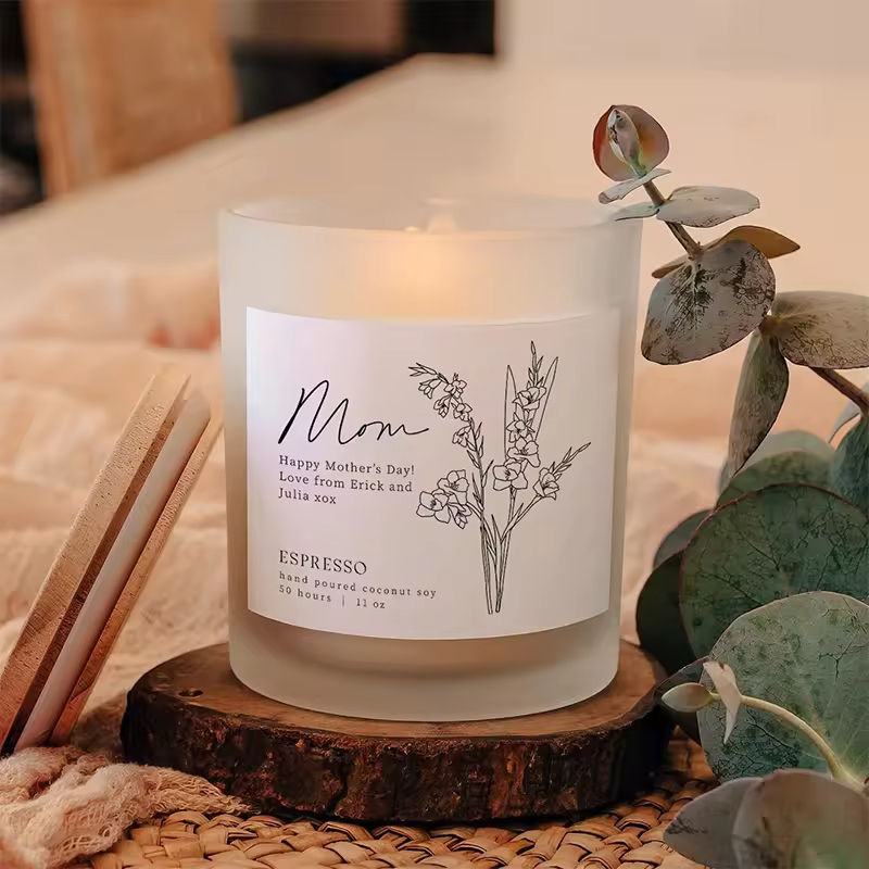 AIKUN Customized Advanced Sense Frosted Glass Scented Candle Jar Handmade Natural Smokeless Soy Wax Scented Candle