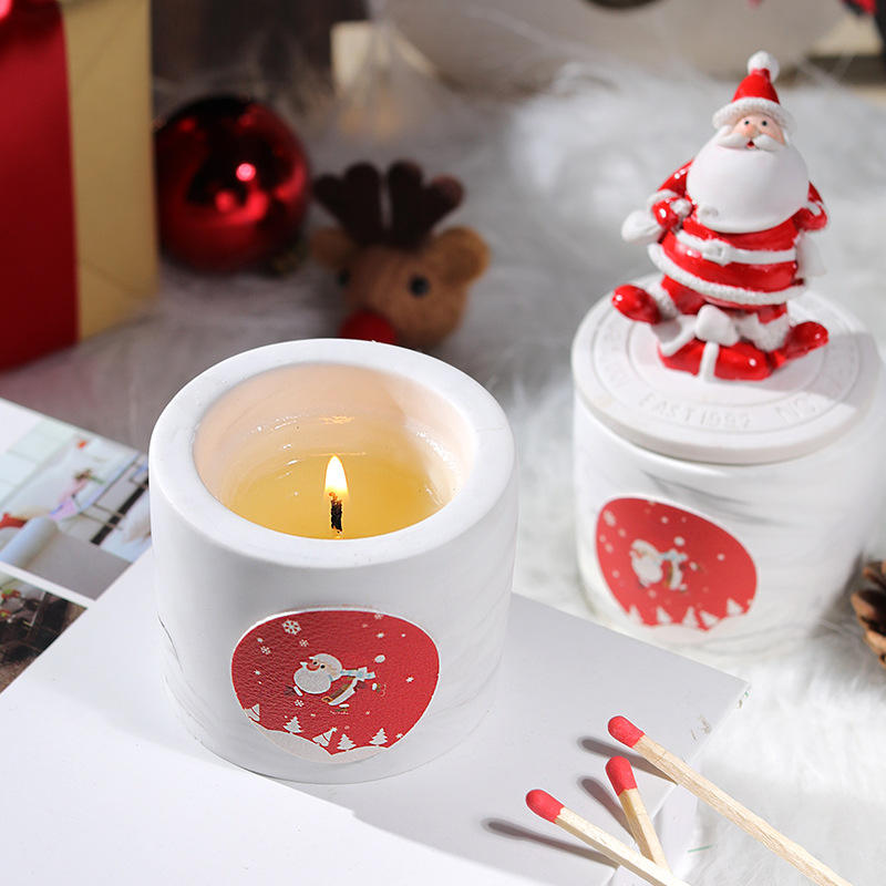 AIKUN Merry Christmas Ornaments Decorations Ceramic Jar Soy Wax Candle With Lid Navidad New Year Gift Santa Claus Candle/Candels