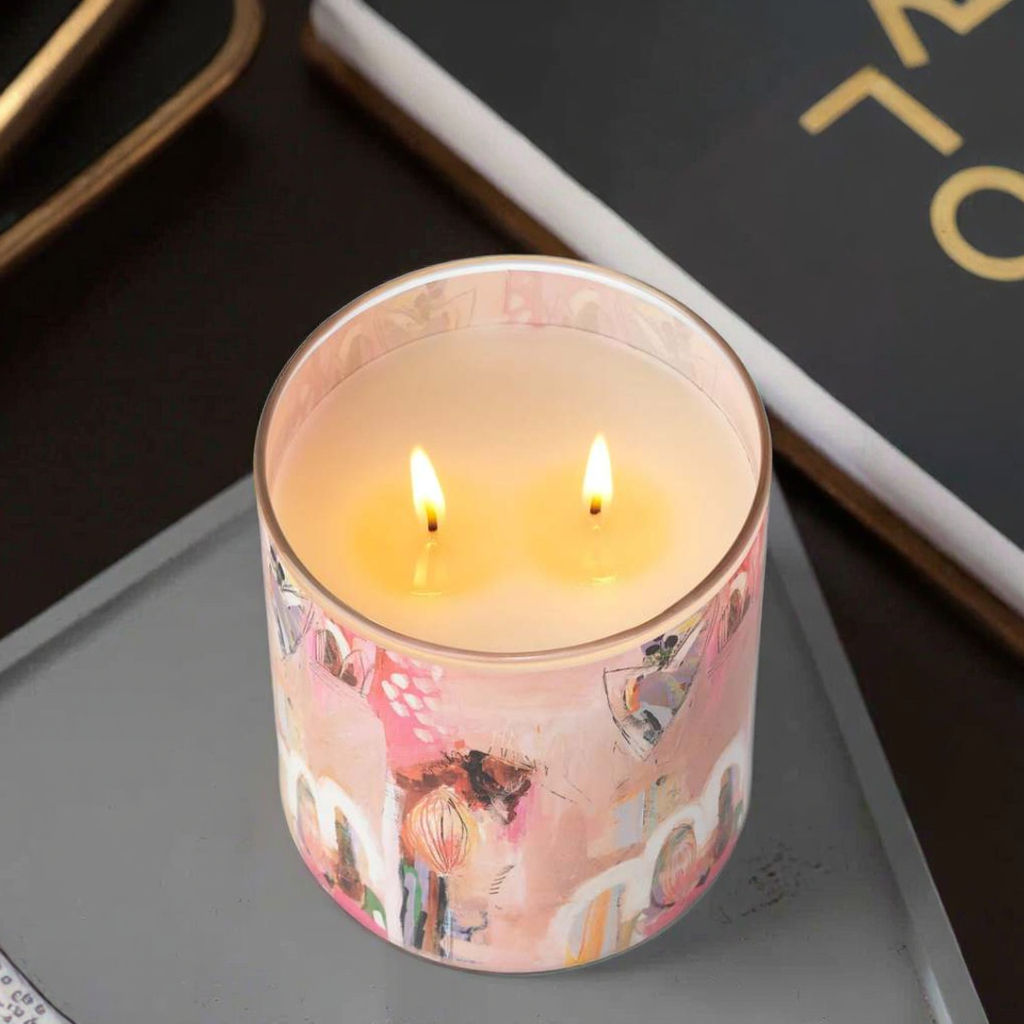 AIKUN Handcrafted Essential Oil Lid Personalization Glass Scent Choice Scented Candle for Spa Relaxation