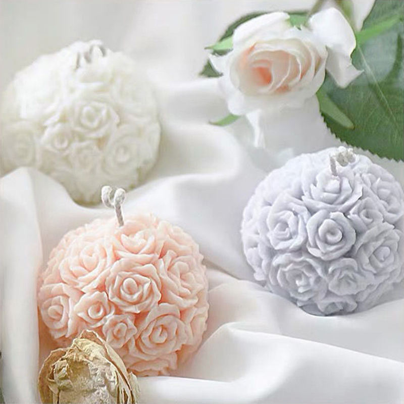 Luxury Rose Flower Ball Scented Home Decorative Aromatic Candles Valentine's Day Gift Wedding Soy Wax Candle