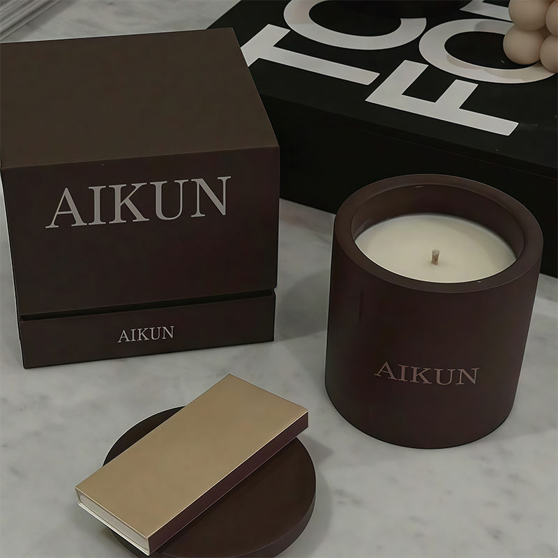 AIKUN Natural Ceramic Jar Box Lid Sticker Scent Variety Aroma Candle Set Scented Candles for Bedroom Party Ramadan