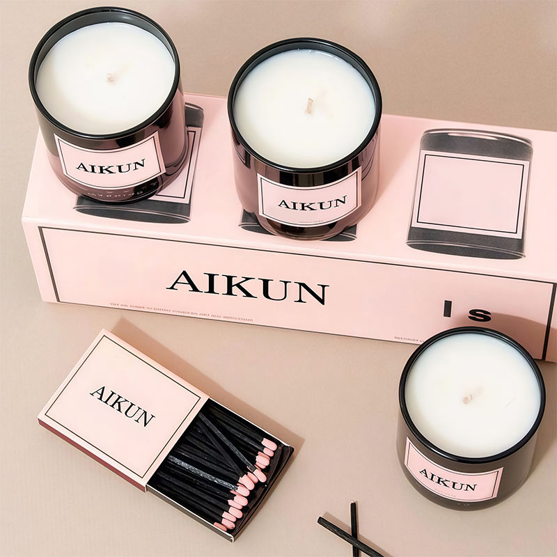AIKUN Luxury Soy Wax Jar Label Personalization Scented Candles Set for Home Decor Relaxation Spa Aromatherapy