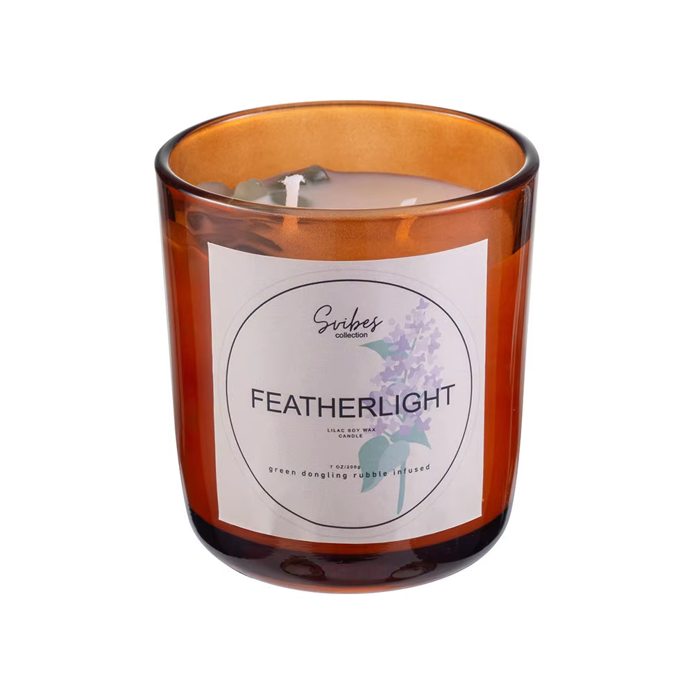 Minimalism Customized Home Decor Amber Brown Glass Crystal Aromatherapy Soybean Beeswax Scented Candles