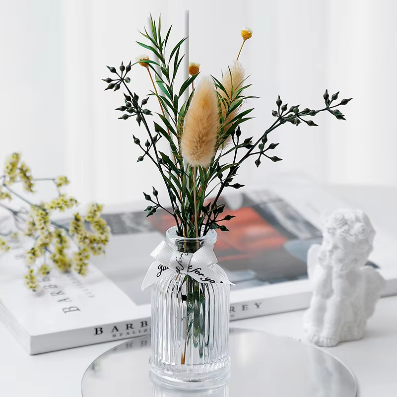 Home Fragrance 50ml 100ml Aroma Air Fresh Reed Diffuser with Dry Flower Stick and Stocked Fragrance Liquid Set
