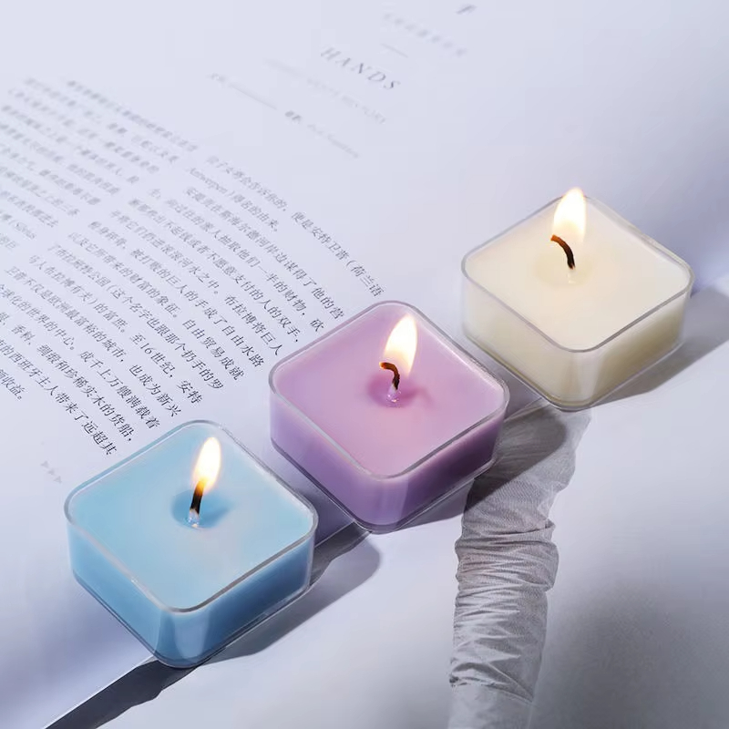 AIKUN Manufacturers Direct Sales Multicolored Square Tea Wax Lights Beautiful Smokeless Scented Tea Lights 12 Sets