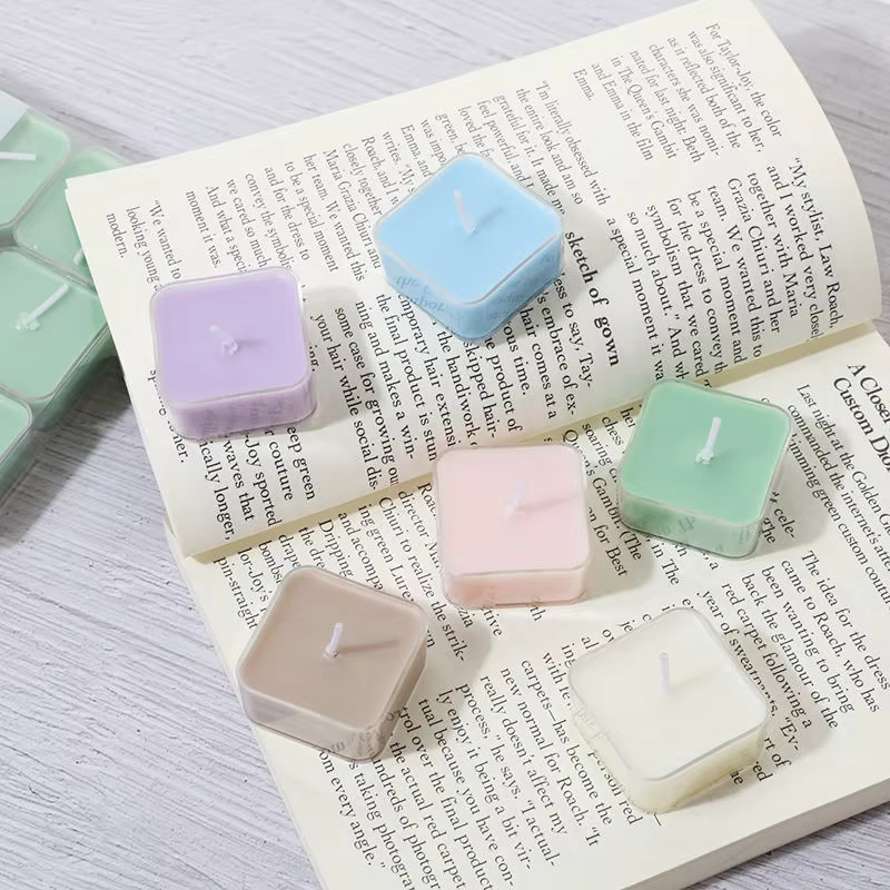 AIKUN Manufacturers Direct Sales Multicolored Square Tea Wax Lights Beautiful Smokeless Scented Tea Lights 12 Sets