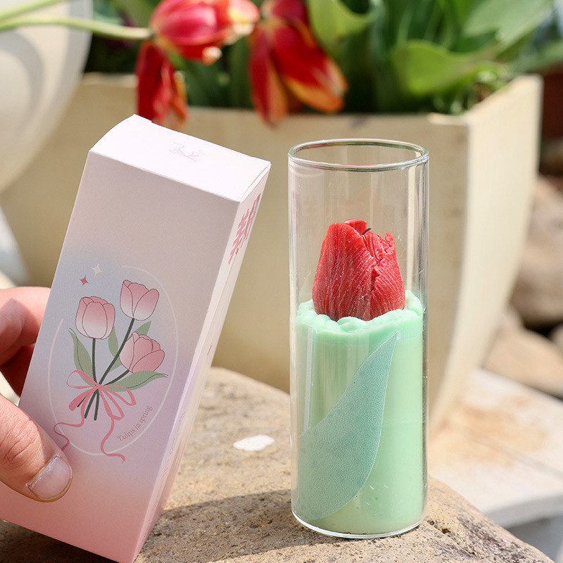 Wholesale Handmade Tulip Fragrance Small Gift Simulation Flower Shape High Aesthetic Standards Scented Candles