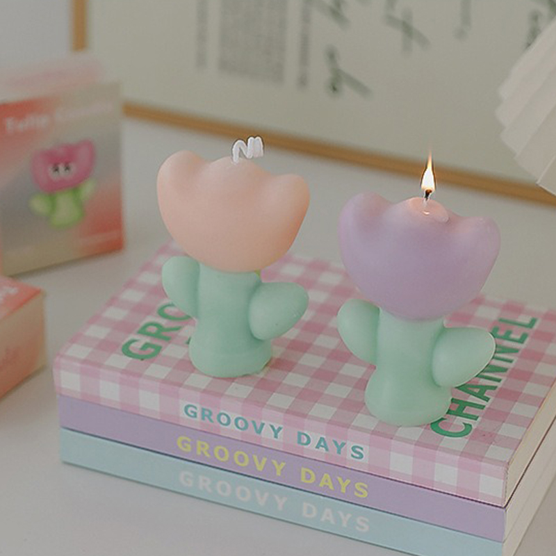 AIKUN Wholesale Branded Mini Gift Huge Smokeless Fragrance Flower Shape Candles Cute Tulip Scented Say Wax Candle