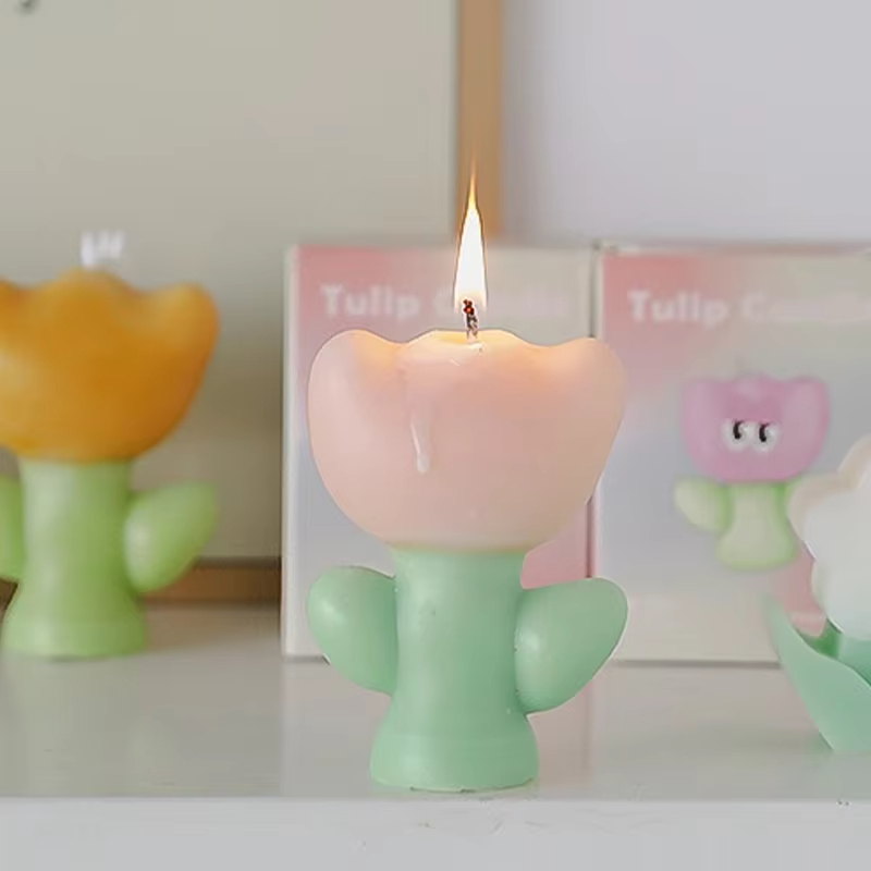 AIKUN Wholesale Branded Mini Gift Huge Smokeless Fragrance Flower Shape Candles Cute Tulip Scented Say Wax Candle