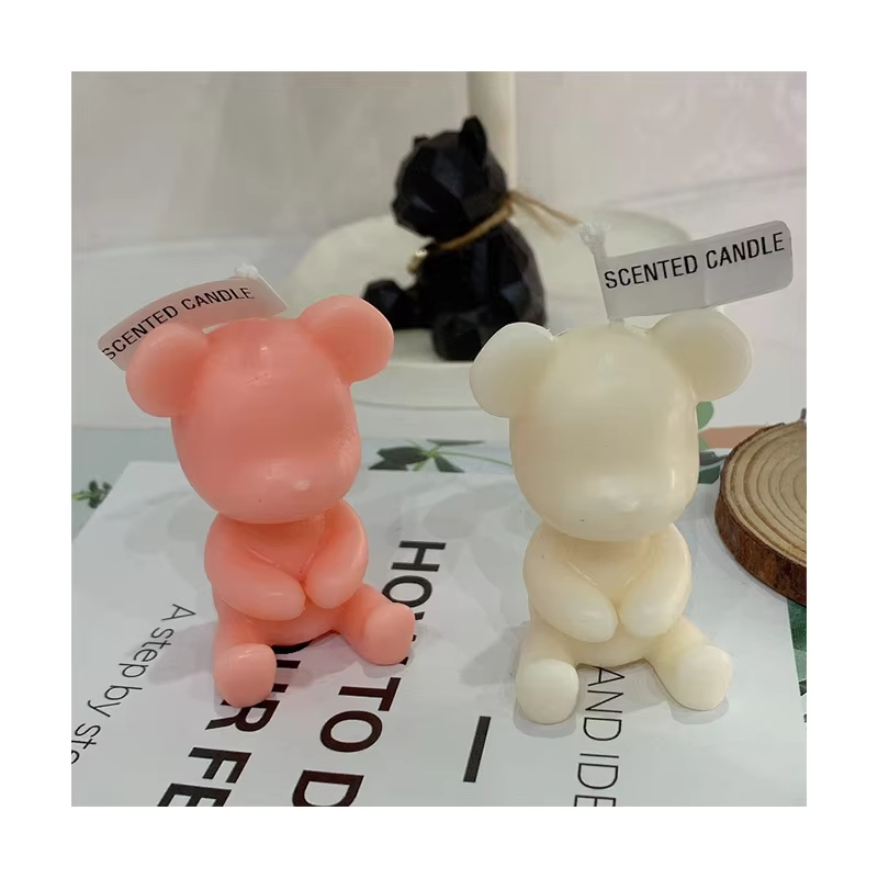 3D Bear Shape Soy Wax Home Decoration New Birthday Cake Decoration Handmade Wedding Gift Photo Props Scented Candle
