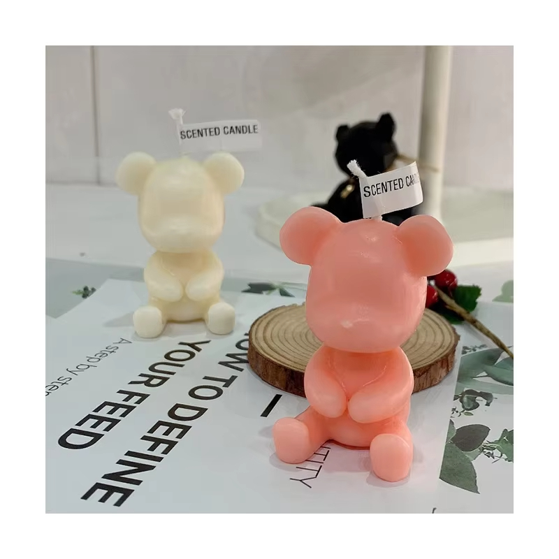 3D Bear Shape Soy Wax Home Decoration New Birthday Cake Decoration Handmade Wedding Gift Photo Props Scented Candle