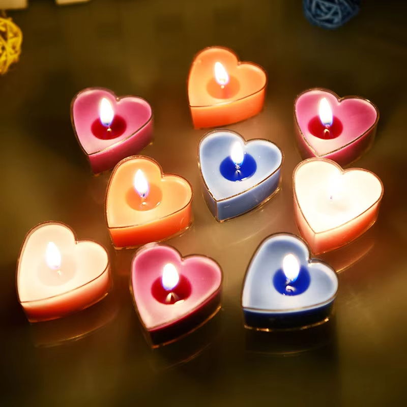 Valentine Romantic Love Heart-Shaped Smokeless Sweet Scented Candles for Valentine\'s Day Wedding Party Decoration Gift
