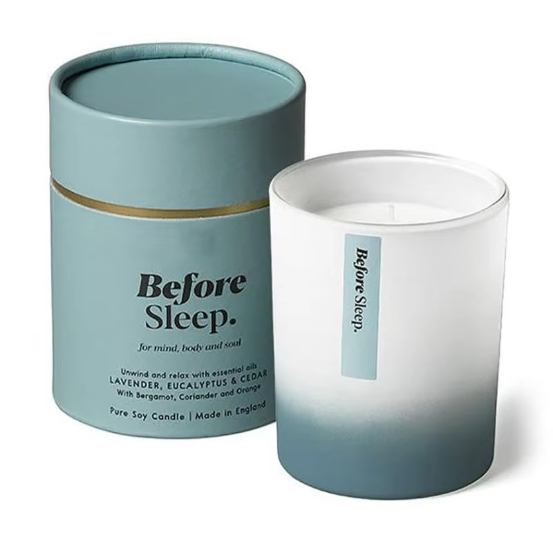 AIKUN Unique Stress Relief Soy Wax Blue White Gradient Glass Aromatherapy Candles Luxury Scented Candle With Cylindrical Box