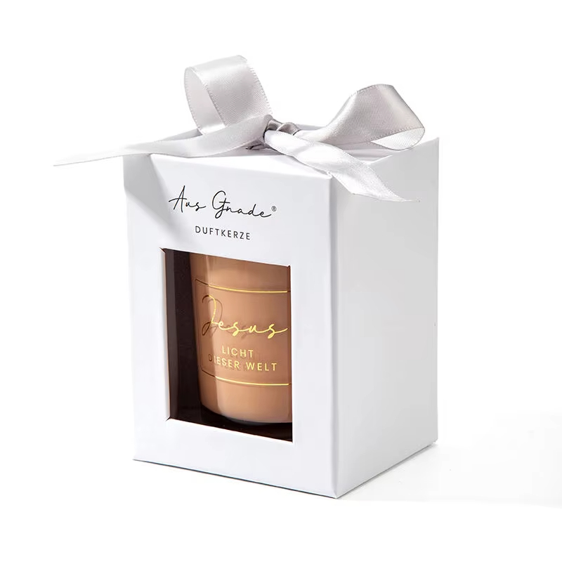Aikun Custom Private Label Glass Jars Soy Wax Aromatic Candles With Lid and Boxes Packaging