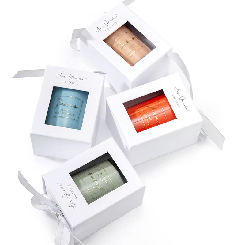 Aikun Custom Private Label Glass Jars Soy Wax Aromatic Candles With Lid and Boxes Packaging