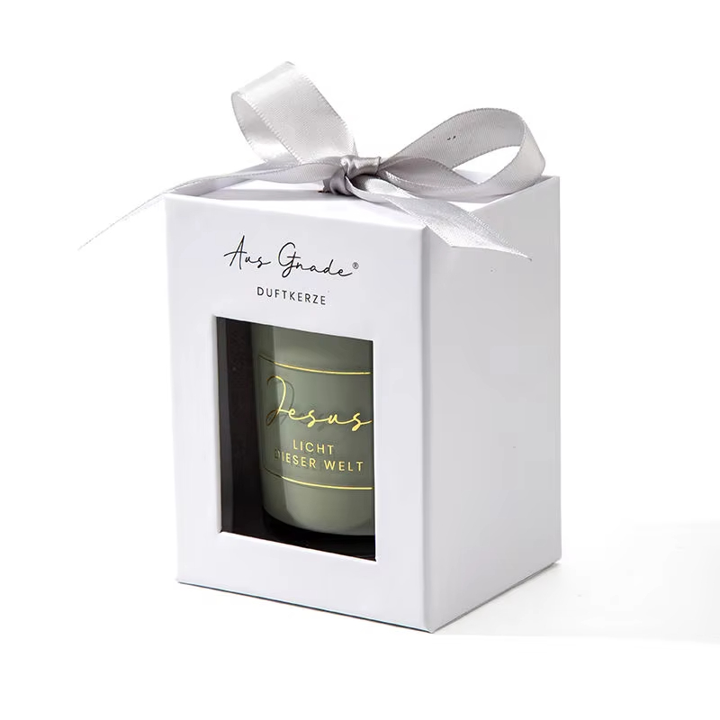 Aikun Custom Private Label Glass Jars Soy Wax Aromatic Candles With Lid and Boxes Packaging