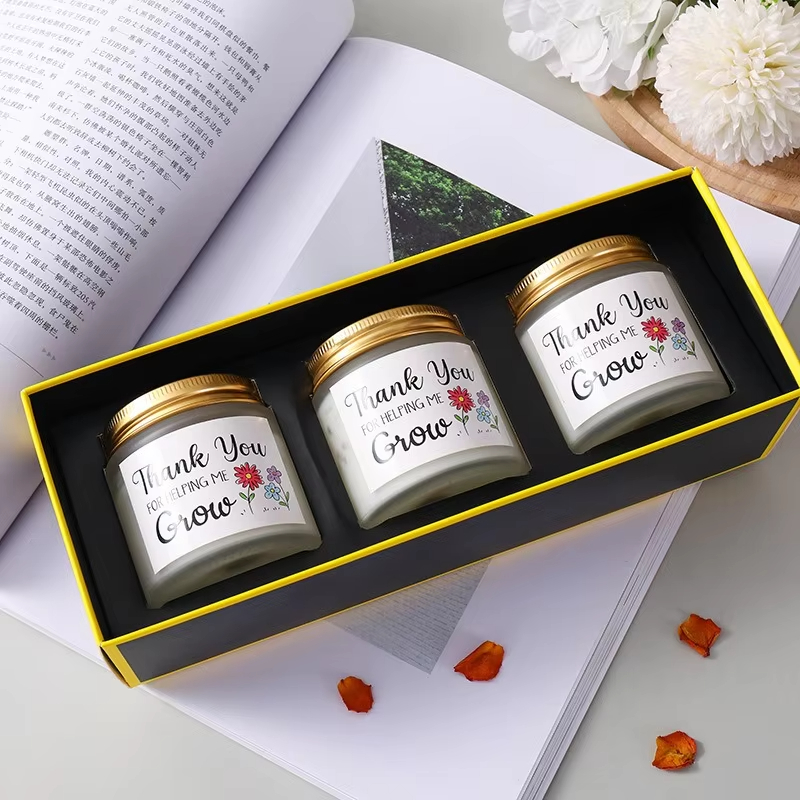 AIKUN Tea Colored Frosted Dark Green Glass Soy Wax Smokeless Fragrance Wedding Souvenir Aromatherapy Set Gift Box Scented Candle