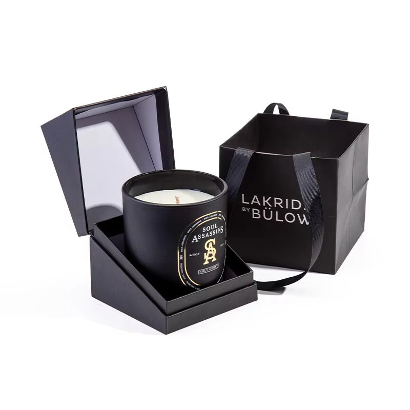 AIKUN Custom Original Soy Plant Oil Aromatherapy Fragrance Candles Luxury Fall Black Glass Scented Candle with Black Box