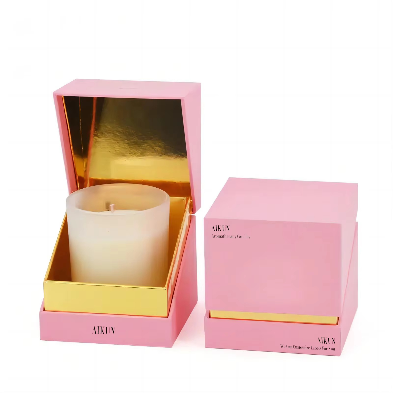 AIKUN Aromatherapy Candle Natural Soy Wax Essential Oil Decal Glass Jar Scented Candle With Wooden Lid and Gift Box