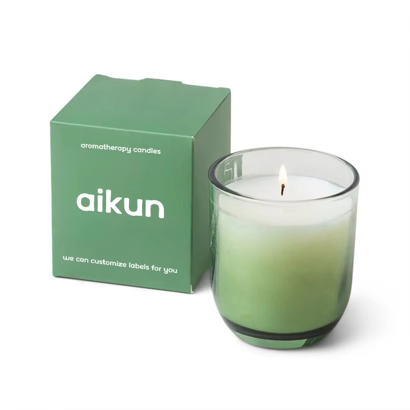AIKUN Custom OEM Luxury Essential Oil Aromatherapy Candle Luxury Personalized Private Label Soy Wax Glass Scented Candles