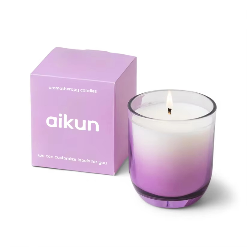 AIKUN Custom OEM Luxury Essential Oil Aromatherapy Candle Luxury Personalized Private Label Soy Wax Glass Scented Candles