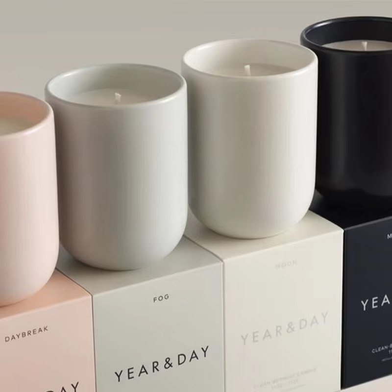 Luxury Private Label Custom Aromatherapy Aroma Ceramics Jar Scented Candles with Lid