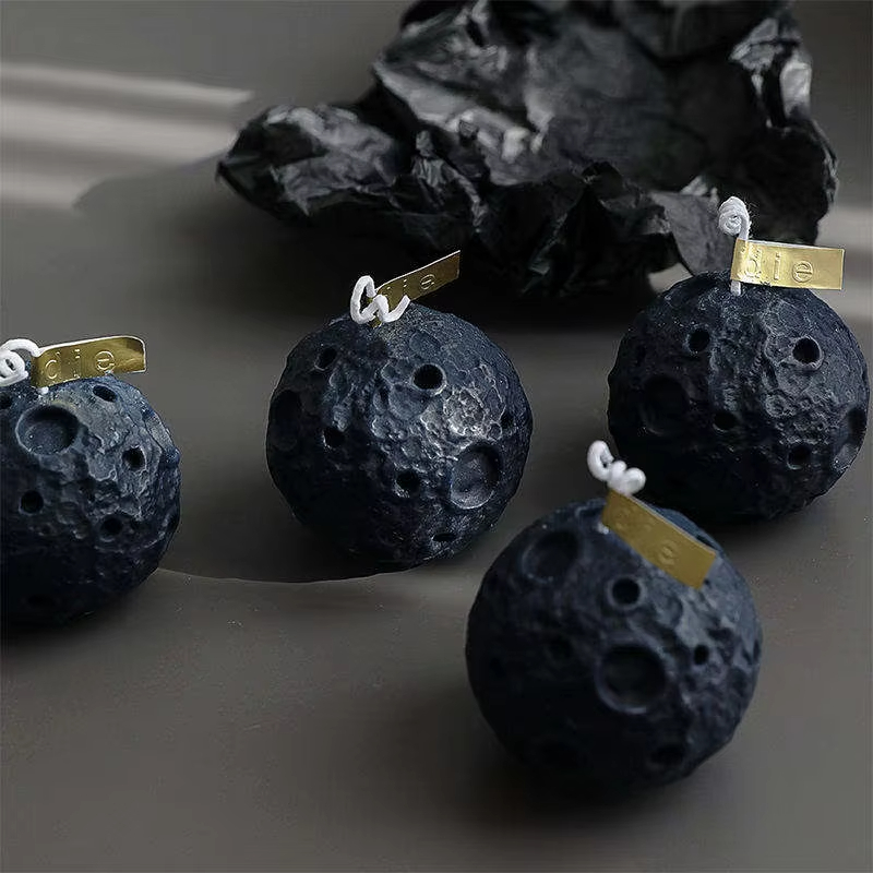 Moon Shape Soy Wax Candles Photography Props Decoration Aromatherapy Black and White Scented Candle